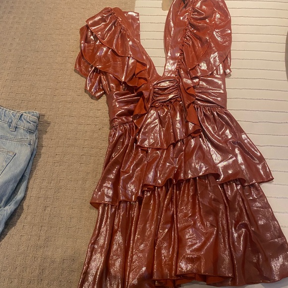 Elegant Rust Ruffle Dress - Picture 1 of 3